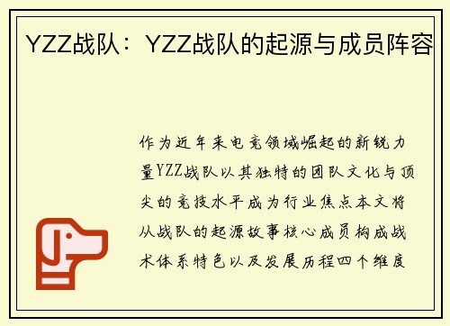 YZZ战队：YZZ战队的起源与成员阵容